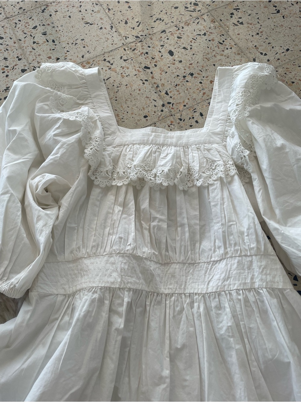 Maeve White Lace-Trim Square Neck Blouse - Picture 3 of 4